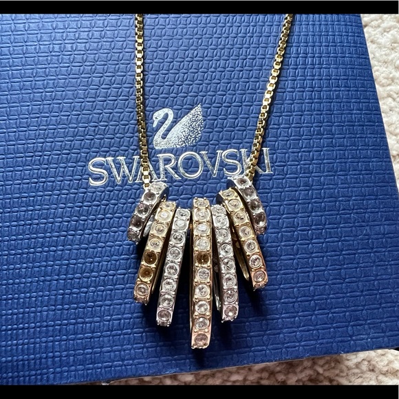 Swarovski DANCE Necklace Cry/Mix Two Tone Crystal Box Chain Rhinestones - Picture 6 of 7